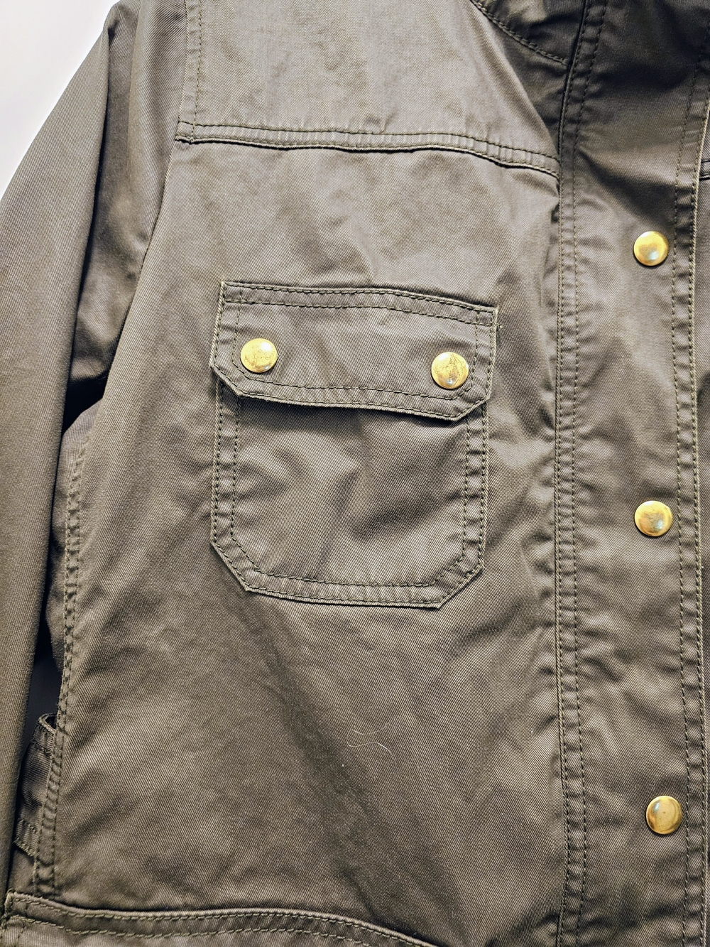 J.Crew Downtown Field Jacket XL Olive Green Utility Barn Coat 100% Cotton - Picture 7 of 9
